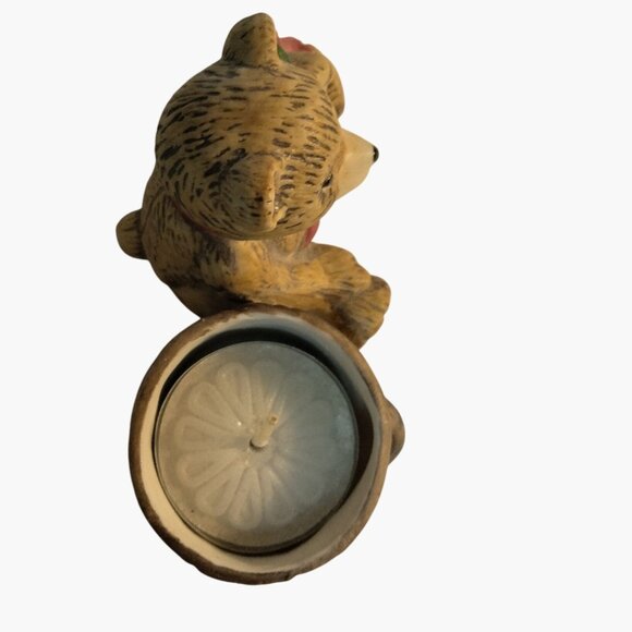 Teddy Bear Figurine Candle Holder Christmas Holiday Wreath - Picture 6 of 8